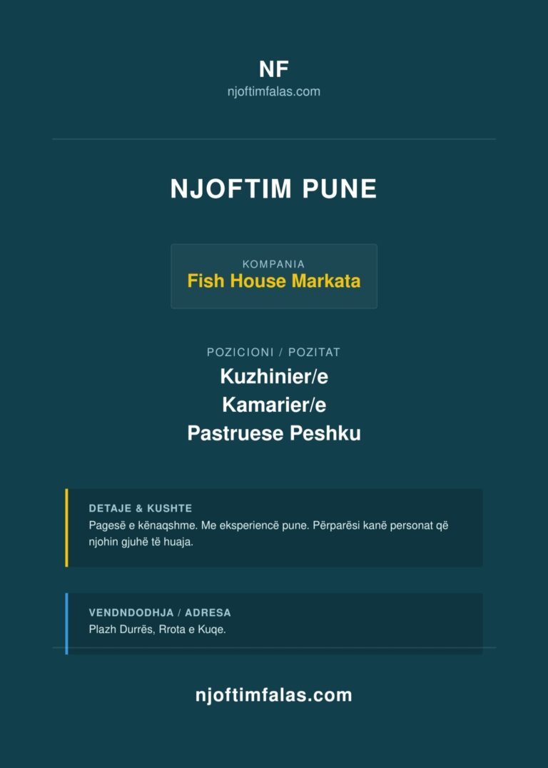 Kuzhinier/e · Kamarier/e · Pastruese Peshku