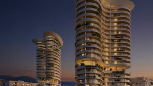 Luzaj Tower – pamje e jashtme natën